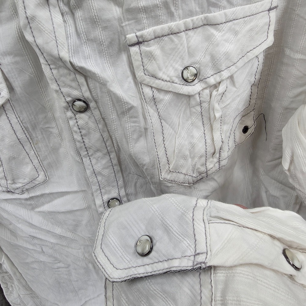 BKE Buckle Western Shirt Mens Large White Pearl Snap Athletic Fit Cowboy Rodeo* - Picture 4 of 12
